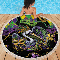 Mardi Gras Pelican Beach Blanket On Tuesdays We Wear Beads - Wonder Print Shop