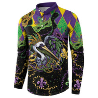 Mardi Gras Pelican Button Sweatshirt On Tuesdays We Wear Beads - Wonder Print Shop