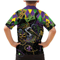 Mardi Gras Pelican Family Matching Mermaid Dress and Hawaiian Shirt On Tuesdays We Wear Beads - Wonder Print Shop