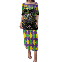 Mardi Gras Pelican Family Matching Puletasi and Hawaiian Shirt On Tuesdays We Wear Beads - Wonder Print Shop