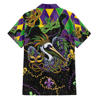 Mardi Gras Pelican Family Matching Short Sleeve Bodycon Dress and Hawaiian Shirt On Tuesdays We Wear Beads - Wonder Print Shop