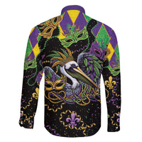 Mardi Gras Pelican Family Matching Short Sleeve Bodycon Dress and Hawaiian Shirt On Tuesdays We Wear Beads - Wonder Print Shop