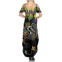 Mardi Gras Pelican Family Matching Summer Maxi Dress and Hawaiian Shirt On Tuesdays We Wear Beads - Wonder Print Shop