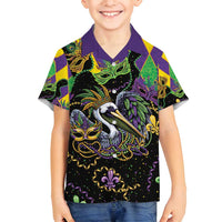 Mardi Gras Pelican Family Matching Summer Maxi Dress and Hawaiian Shirt On Tuesdays We Wear Beads - Wonder Print Shop