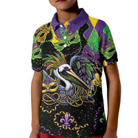 Mardi Gras Pelican Kid Polo Shirt On Tuesdays We Wear Beads - Wonder Print Shop