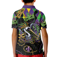 Mardi Gras Pelican Kid Polo Shirt On Tuesdays We Wear Beads - Wonder Print Shop