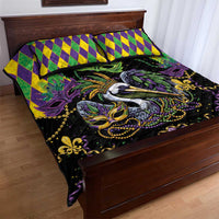 Mardi Gras Pelican Quilt Bed Set On Tuesdays We Wear Beads - Wonder Print Shop