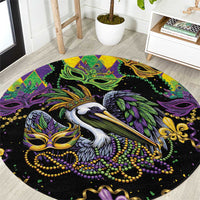 Mardi Gras Pelican Round Carpet On Tuesdays We Wear Beads - Wonder Print Shop