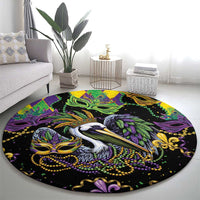Mardi Gras Pelican Round Carpet On Tuesdays We Wear Beads - Wonder Print Shop