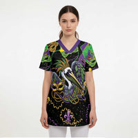 Mardi Gras Pelican Scrub Top On Tuesdays We Wear Beads - Wonder Print Shop