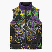 Mardi Gras Pelican Sleeveless Puffer Jacket On Tuesdays We Wear Beads - Wonder Print Shop