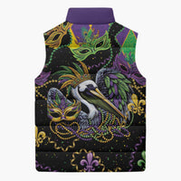 Mardi Gras Pelican Sleeveless Puffer Jacket On Tuesdays We Wear Beads - Wonder Print Shop