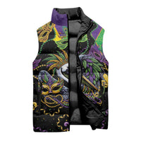 Mardi Gras Pelican Sleeveless Puffer Jacket On Tuesdays We Wear Beads - Wonder Print Shop