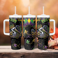 Mardi Gras Pelican Tumbler With Handle On Tuesdays We Wear Beads - Wonder Print Shop