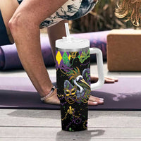 Mardi Gras Pelican Tumbler With Handle On Tuesdays We Wear Beads - Wonder Print Shop