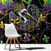 Mardi Gras Pelican Window Curtain On Tuesdays We Wear Beads - Wonder Print Shop