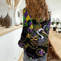 Mardi Gras Pelican Women Casual Shirt On Tuesdays We Wear Beads - Wonder Print Shop