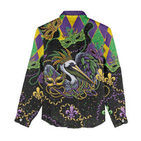 Mardi Gras Pelican Women Casual Shirt On Tuesdays We Wear Beads - Wonder Print Shop