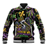 Mardi Gras Pelican Baseball Jacket Throw me Something Mister! - Wonder Print Shop