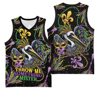 Mardi Gras Pelican Basketball Jersey Throw me Something Mister! - Wonder Print Shop