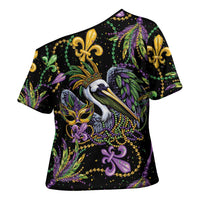Mardi Gras Pelican Cross Shoulder Shirt Throw me Something Mister! - Wonder Print Shop