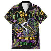 Mardi Gras Pelican Family Matching Off Shoulder Short Dress and Hawaiian Shirt Throw me Something Mister! - Wonder Print Shop