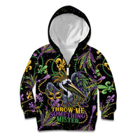 Mardi Gras Pelican Kid Hoodie Throw me Something Mister! - Wonder Print Shop
