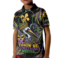 Mardi Gras Pelican Kid Polo Shirt Throw me Something Mister! - Wonder Print Shop
