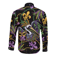 Mardi Gras Pelican Long Sleeve Button Shirt Throw me Something Mister! - Wonder Print Shop