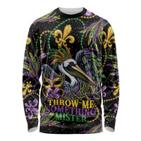Mardi Gras Pelican Long Sleeve Shirt Throw me Something Mister! - Wonder Print Shop
