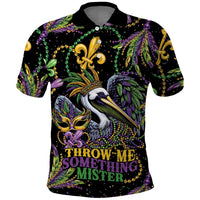 Mardi Gras Pelican Polo Shirt Throw me Something Mister! - Wonder Print Shop