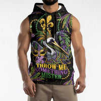 Mardi Gras Pelican Sleeveless Hoodie Throw me Something Mister! - Wonder Print Shop
