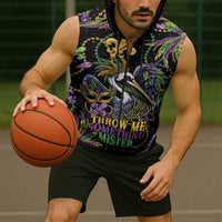 Mardi Gras Pelican Sleeveless Zip Hoodie Throw me Something Mister! - Wonder Print Shop