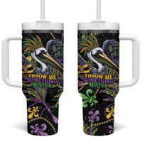 Mardi Gras Pelican Tumbler With Handle Throw me Something Mister! - Wonder Print Shop