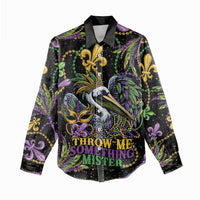 Mardi Gras Pelican Women Casual Shirt Throw me Something Mister! - Wonder Print Shop