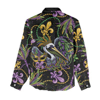 Mardi Gras Pelican Women Casual Shirt Throw me Something Mister! - Wonder Print Shop