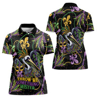 Mardi Gras Pelican Women Polo Shirt Throw me Something Mister! - Wonder Print Shop