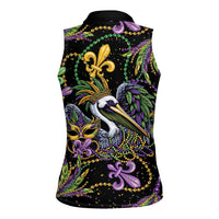 Mardi Gras Pelican Women Sleeveless Polo Shirt Throw me Something Mister! - Wonder Print Shop