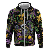 Mardi Gras Pelican Zip Hoodie Throw me Something Mister! - Wonder Print Shop