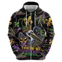 Mardi Gras Pelican Zip Hoodie Throw me Something Mister! - Wonder Print Shop