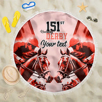 Personalized Kentucky Horse Racing Beach Blanket Happy 151st Anniversary Red Style LT9