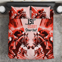 Personalized Kentucky Horse Racing Bedding Set Happy 151st Anniversary Red Style LT9