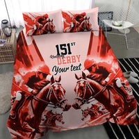 Personalized Kentucky Horse Racing Bedding Set Happy 151st Anniversary Red Style LT9