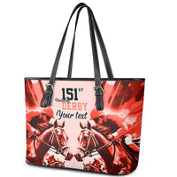 Personalized Kentucky Horse Racing Leather Tote Bag Happy 151st Anniversary Red Style LT9