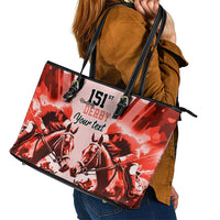 Personalized Kentucky Horse Racing Leather Tote Bag Happy 151st Anniversary Red Style LT9