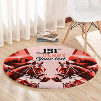 Personalized Kentucky Horse Racing Round Carpet Happy 151st Anniversary Red Style LT9