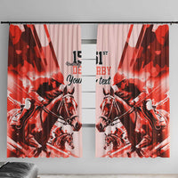 Personalized Kentucky Horse Racing Window Curtain Happy 151st Anniversary Red Style LT9