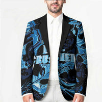 I Like My Ice Crushed Personalized Blazer Ice Blue White Marble Seamless