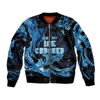 I Like My Ice Crushed Personalized Bomber Jacket Ice Blue White Marble Seamless