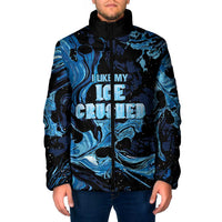 I Like My Ice Crushed Personalized Padded Jacket Ice Blue White Marble Seamless
